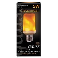 Лампа светодиодная Gauss Corn Flame T65 220В Е27 5Вт Имитация живого огня картинка 
